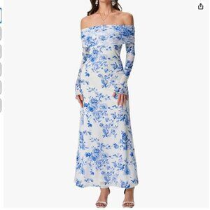 NWT Colysmo Women Long Sleeve Mesh Off Shoulder Bodycon Maxi Dress